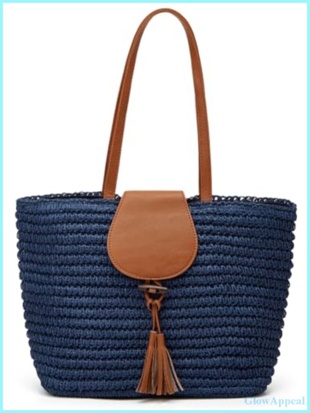Hand-woven Straw Shoulder Bag Large Tote with Tassel for Women Beach Vacation